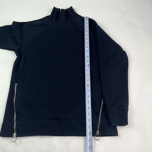 Athleta Cozy Karma Side Zip Funnel Neck Sweatshirt XS Black Athleisure Travel - Picture 9 of 13